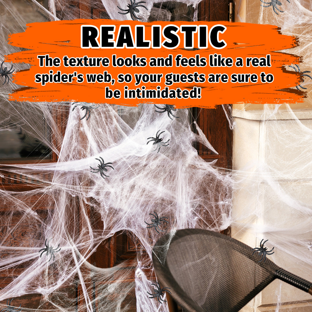 Seasons Spider Web Halloween Decoration, Super Stretch Cobwebs with 30 Plastic Spiders for Halloween Indoor and Outdoor Decor, for 800 Sq. Ft. Use