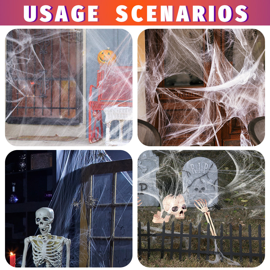 Seasons Spider Web Halloween Decoration, Super Stretch Cobwebs with 30 Plastic Spiders for Halloween Indoor and Outdoor Decor, for 800 Sq. Ft. Use