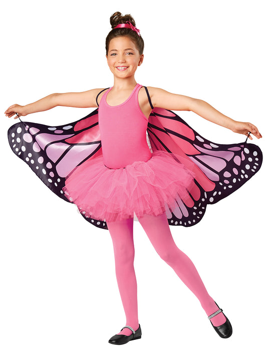 Seasons Butterfly Cape Wings for Girls, Black-Light Responsive Costumes for Halloween Glow Party, Pink