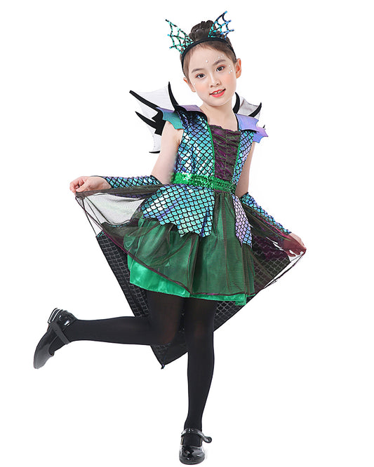 Seasons Direct Halloween Girls Deluxe Dragon Costume