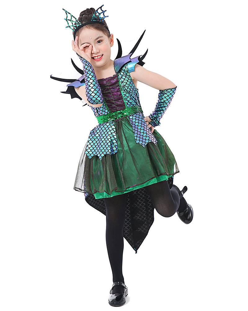 Seasons Direct Halloween Girls Deluxe Dragon Costume