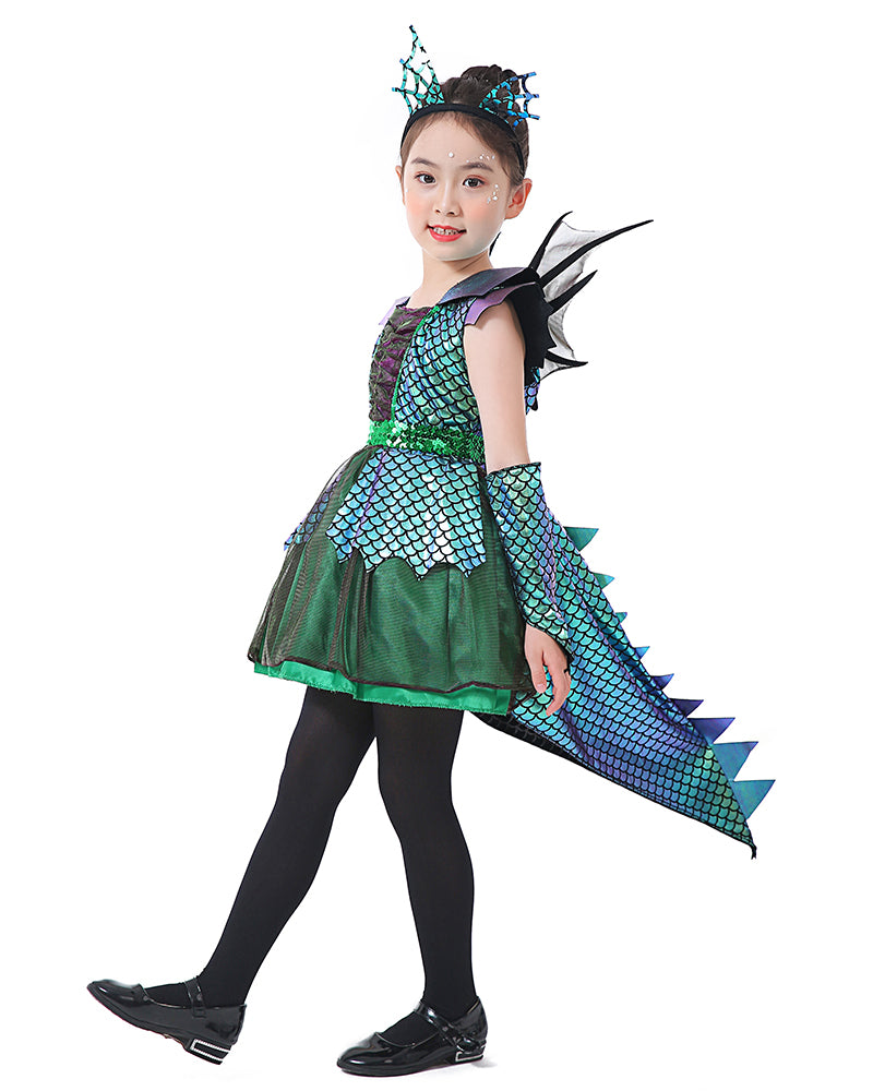 Seasons Direct Halloween Girls Deluxe Dragon Costume