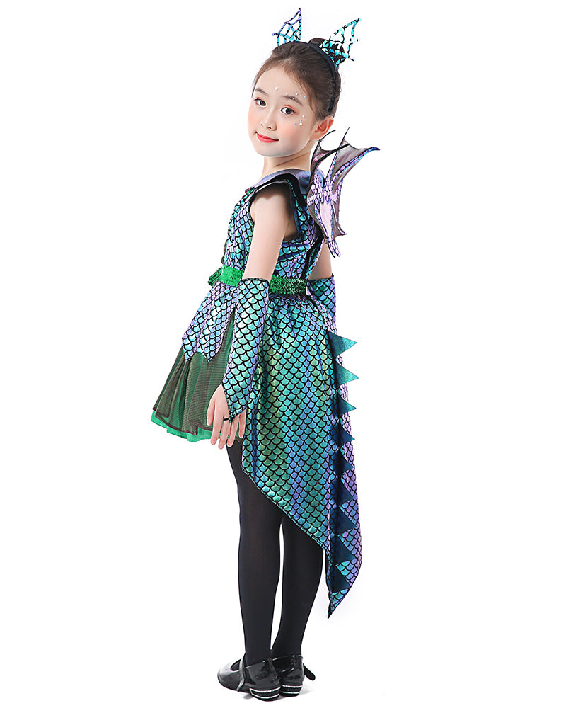 Seasons Direct Halloween Girls Deluxe Dragon Costume