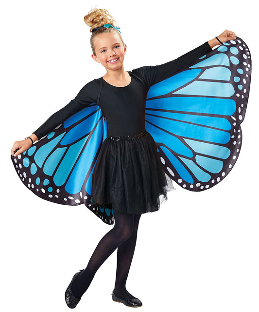 Seasons Kids Monarch Butterfly Cape Wings, Blue, One Size